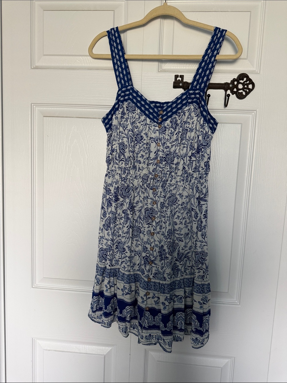 Knox Rose Blue & White Floral Button-Front Mini Dress